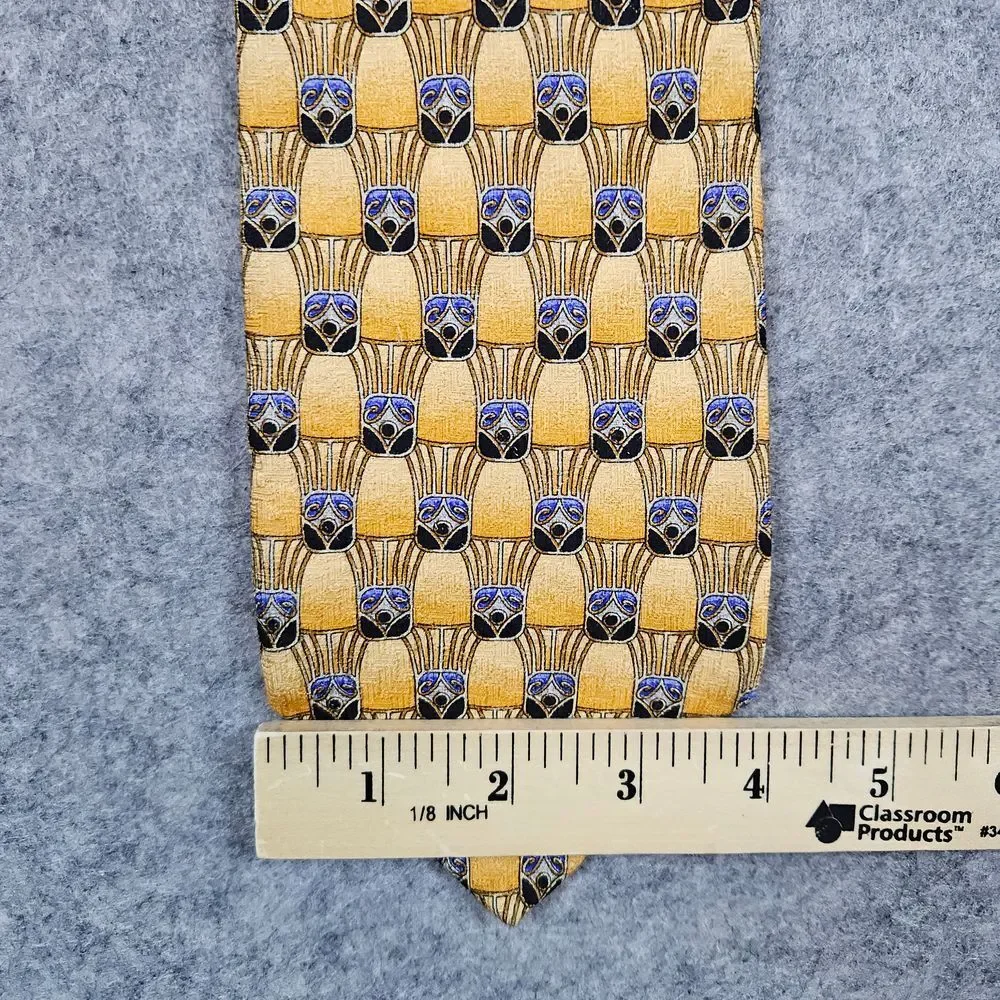 Robert Talbott Studio Hand‎ Sewn Silk Tie Orange Geometric 57x4 Preppy Office
